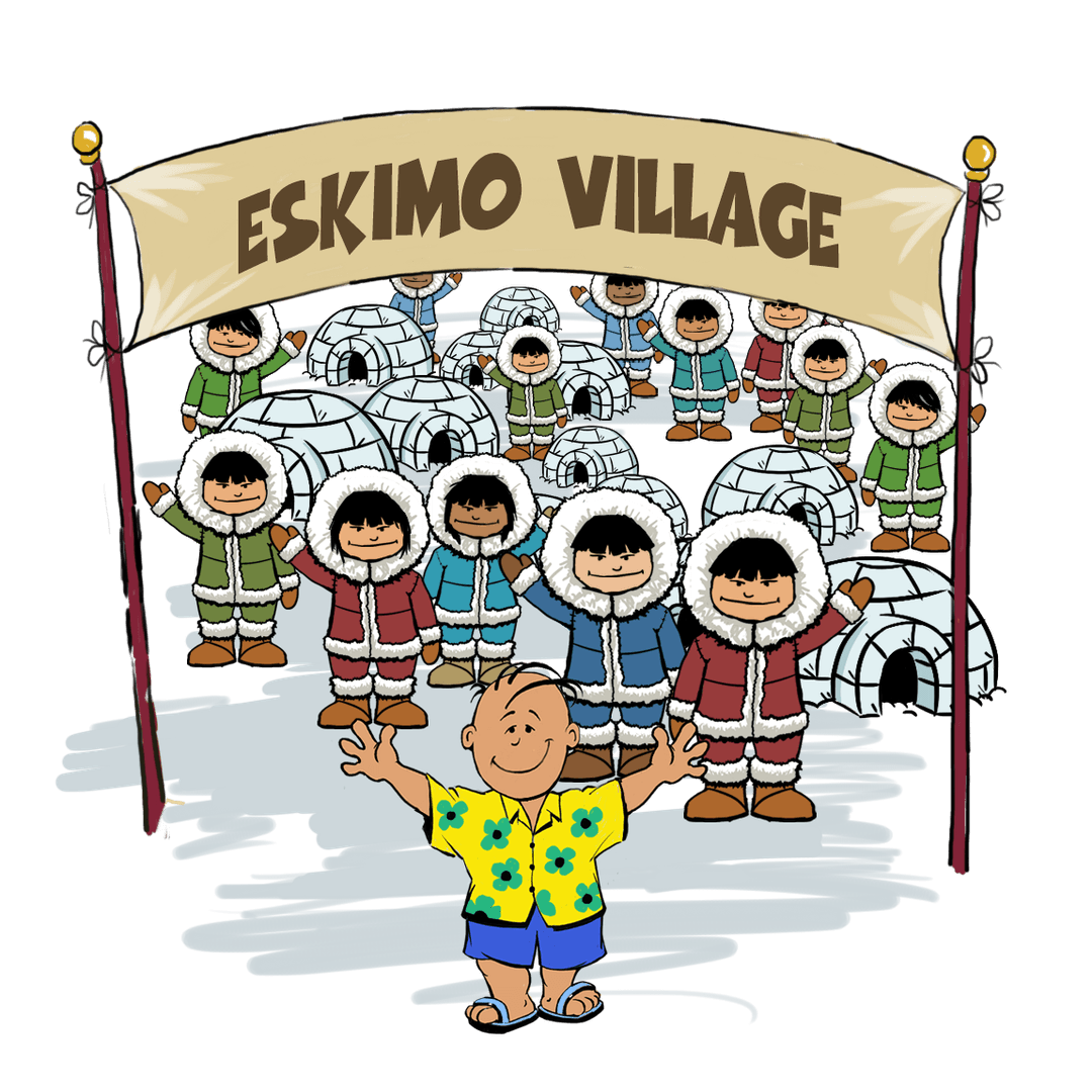 Eskimo Village Community Illustration